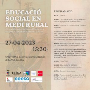 Jornada Educació social en el medi rural. Dijous 27 d'abril, a les 15.30 h